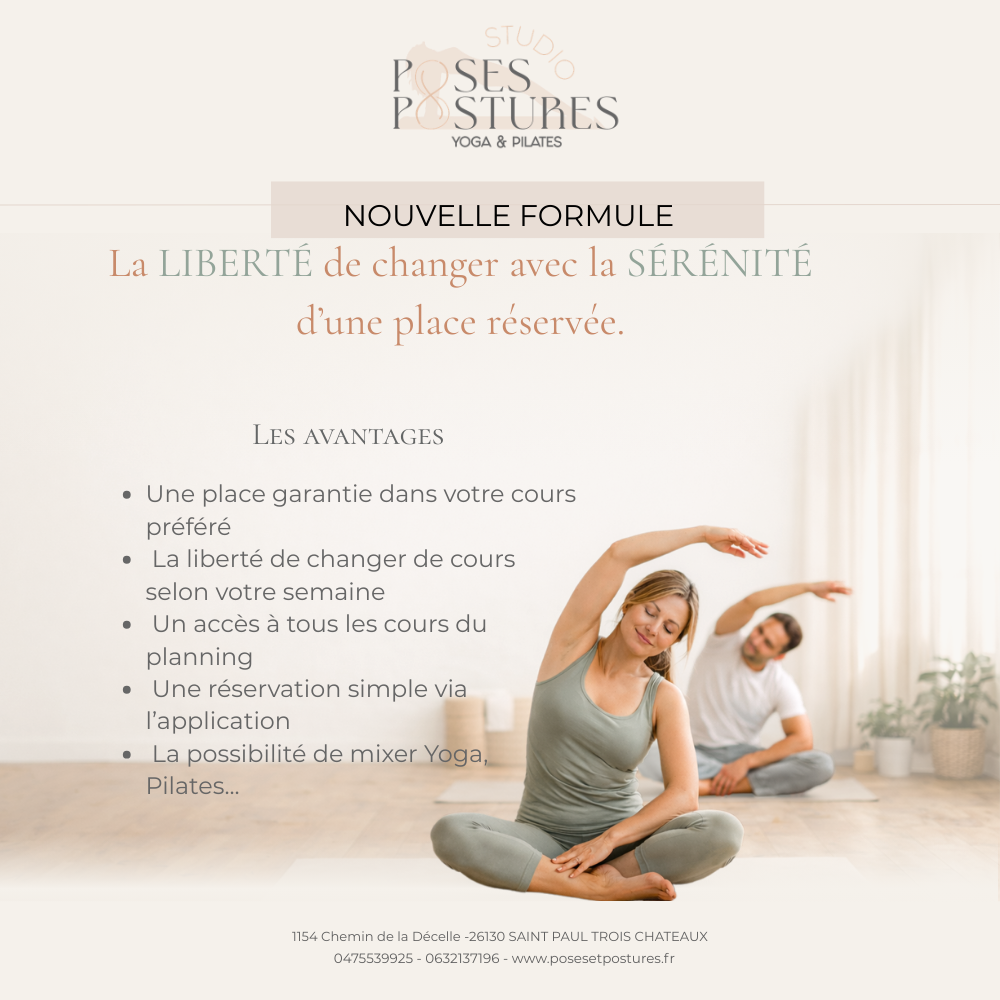 abonnement yoga pilates flexible poses et postures saint paul trois chateaux